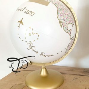 Globe terrestre Liberty personnalisé utilisé en urne ou livre d’or pour mariage