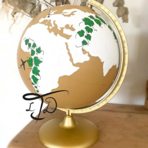 Globe terrestre champêtre personnalisé pour urne ou livre d’or pour mariage